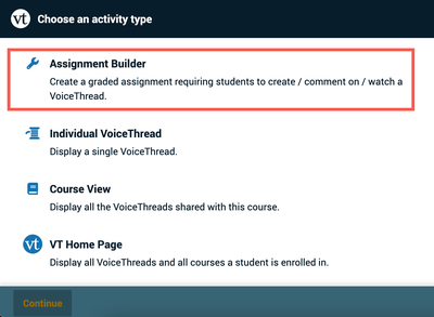 Assignment Builder in VoiceThread